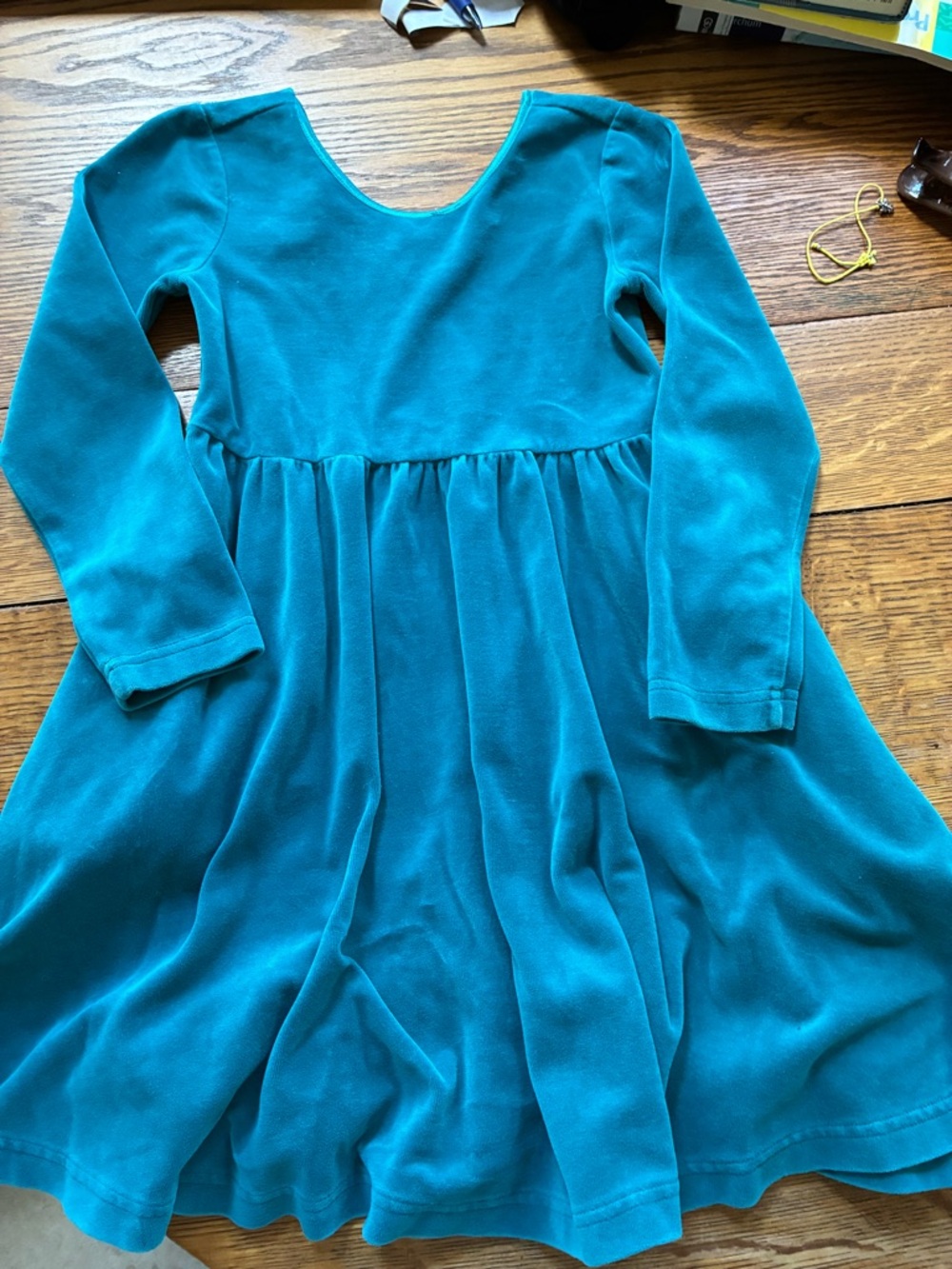 Hanna Andersson Teal Long-Sleeve Twirl Dress